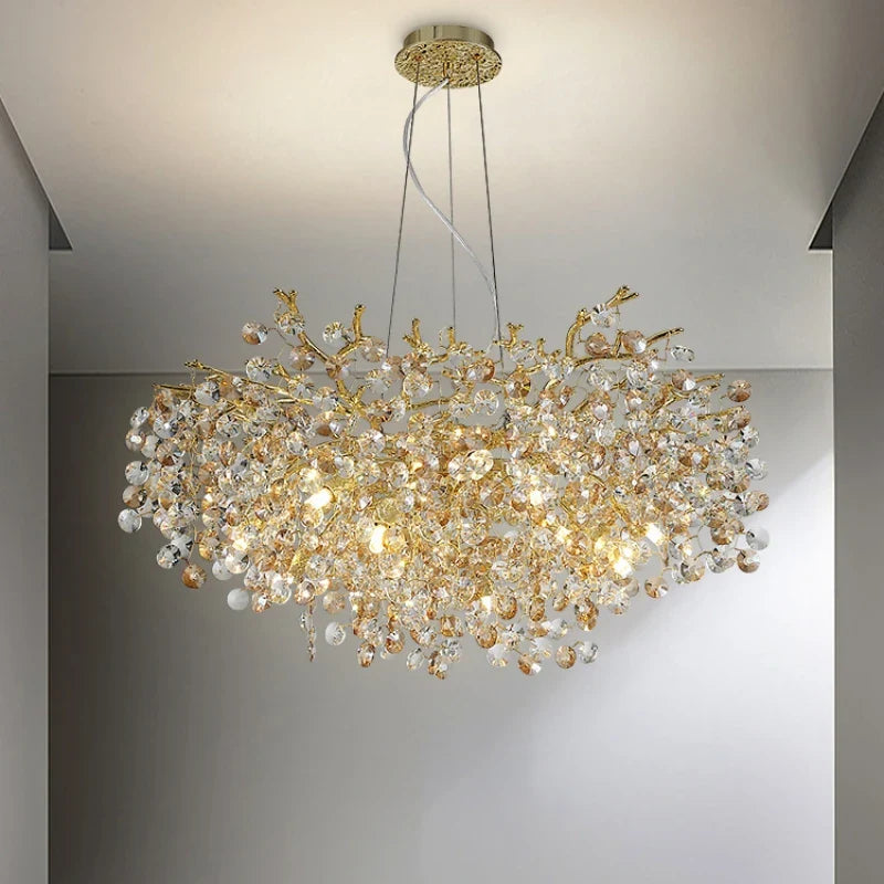 Afralia™ Sun Crystal Chandelier for Elegant Living Room & Lobby Lighting