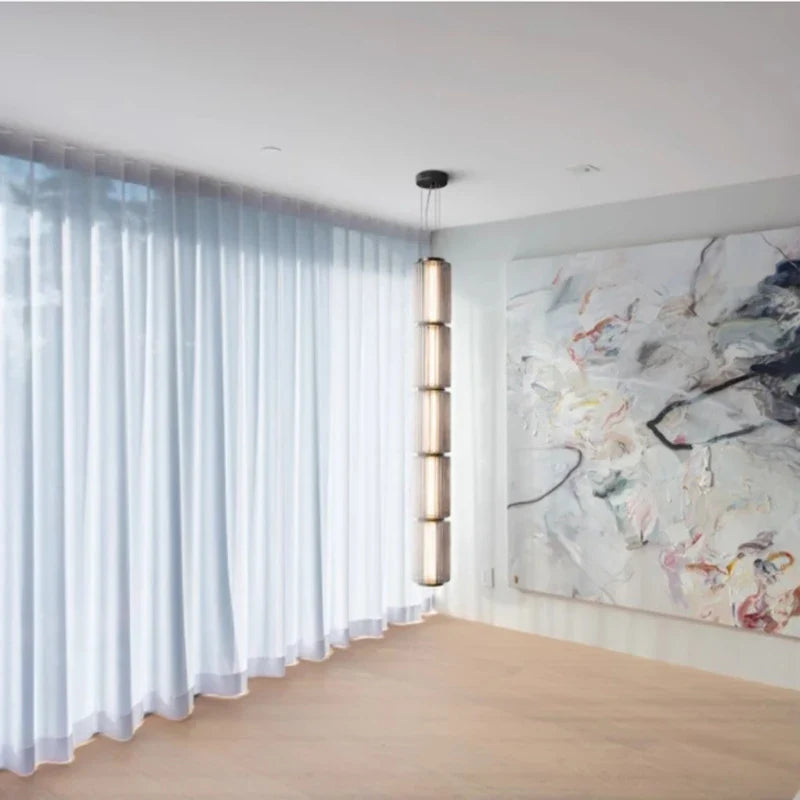 Nordic Style Linear Grey Glass Hanging Lamp Dimmable LED Ceiling Pendant Light by Afralia™