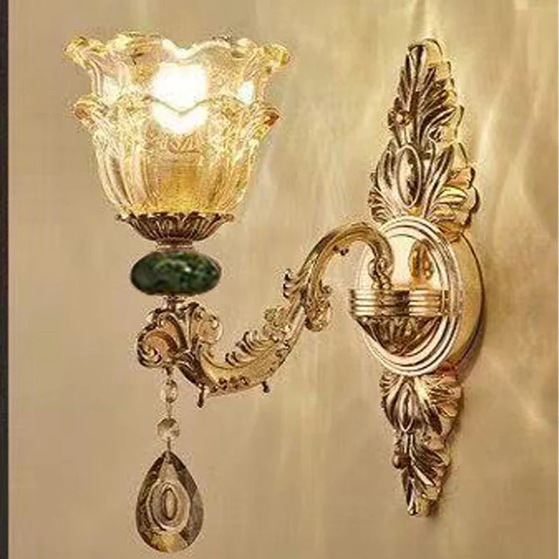 Afralia™ LED Crystal Ceramic Retro Ceiling Chandelier European Style Luxury Lamp