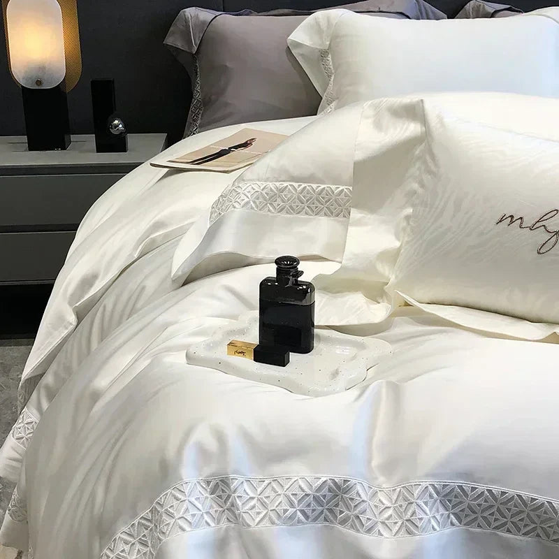 Afralia™ Queen Bedding Set: High End Hollow-carved Design Lyocell Fibres Duvet Cover Set