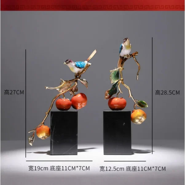 Afralia™ Chinese Enamel Persimmon Ruyi Ornament for Living Room Wine Cabinet Décor