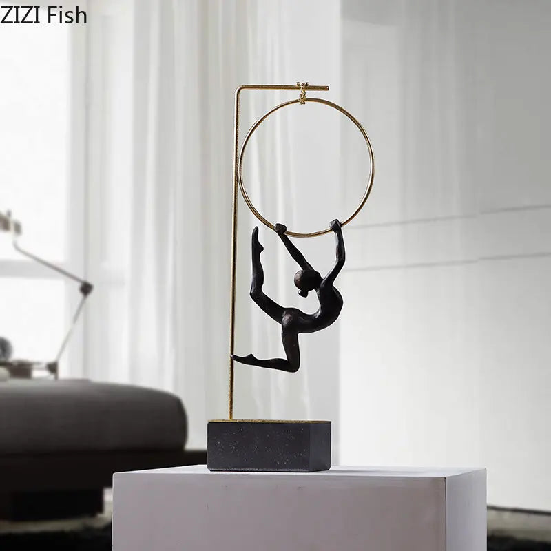 Afralia™ Gymnastic Acrobat Resin Sculpture Ornaments for Living Room Decor