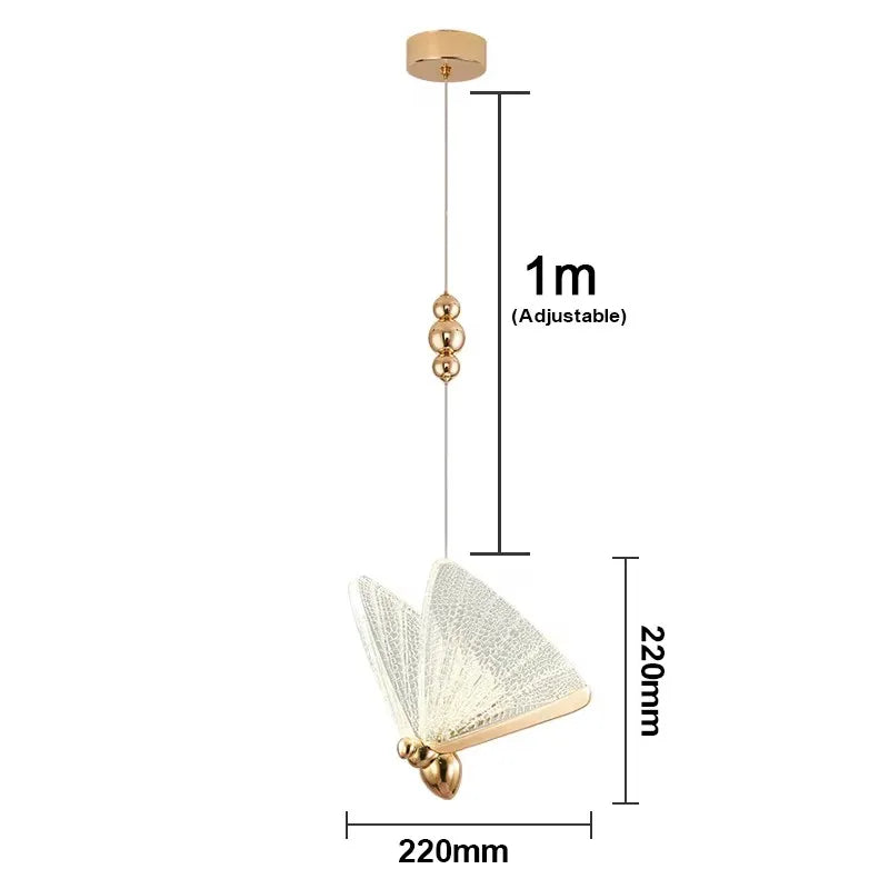 Afralia™ Gold Butterfly LED Acrylic Pendant Light for Living Room Ceiling