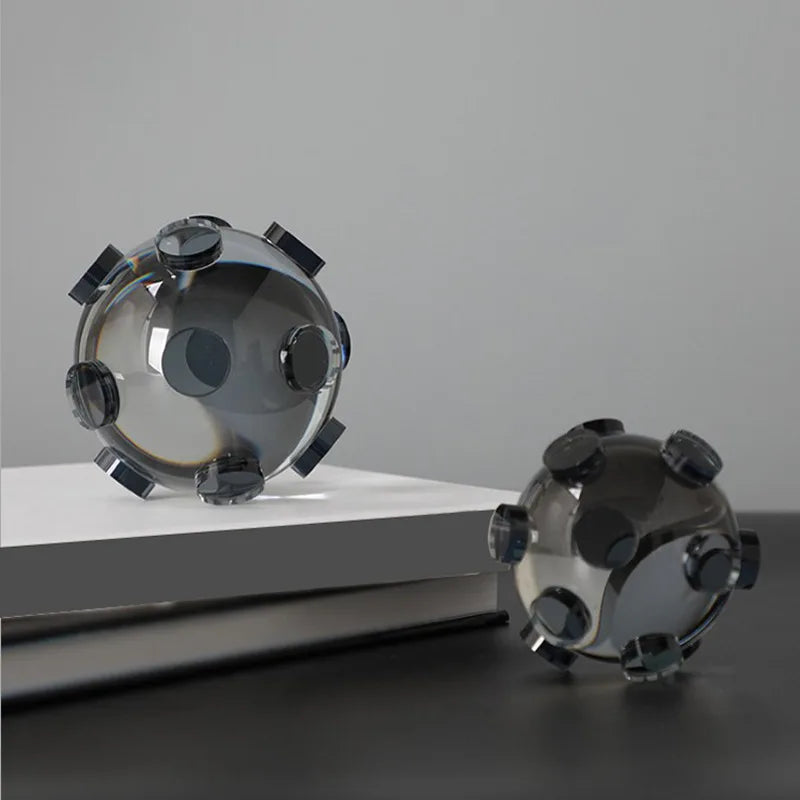 Geometric Crystal Ball Decor by Afralia™ - Transparent Glass Abstract Ornament