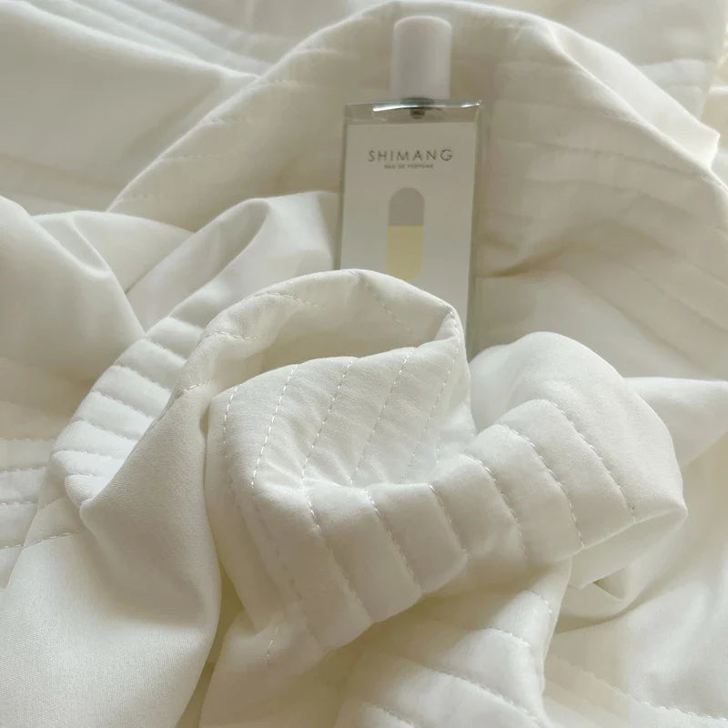 Afralia™ Korean Princess Lace Ruffles Summer Quilt Bedspread - 3Pc Bedding Set