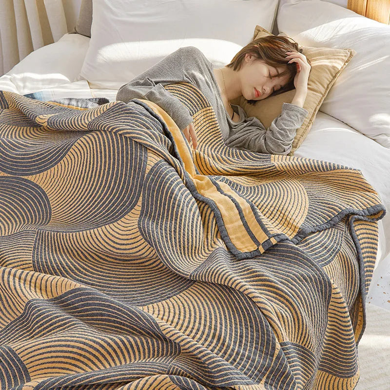 Afralia™ Nordic Geometry Cotton Gauze Throw Blanket - Double Summer Sofa Cover & Bedspread