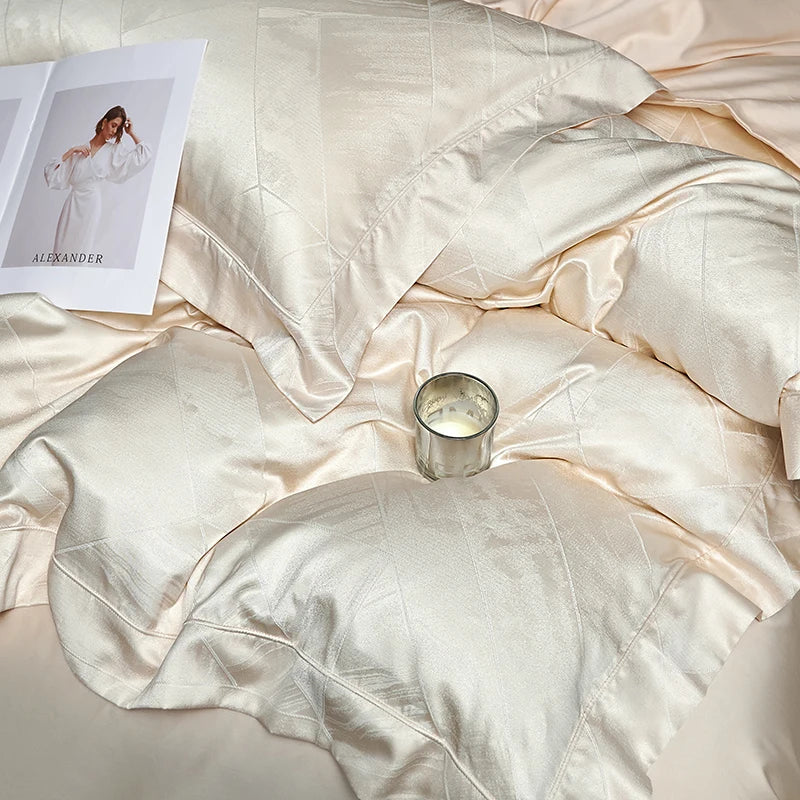 Afralia™ High Quality Brocade Jacquard Cotton Luxury Bedding Set: 1 Duvet, 1 Sheet, 2 Pillowcases