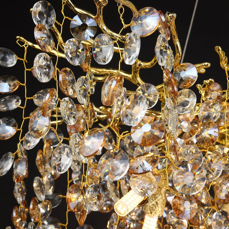 Afralia™ Crystal Sunflower Branch Chandelier: Luxurious Indoor Branch-Shaped Light