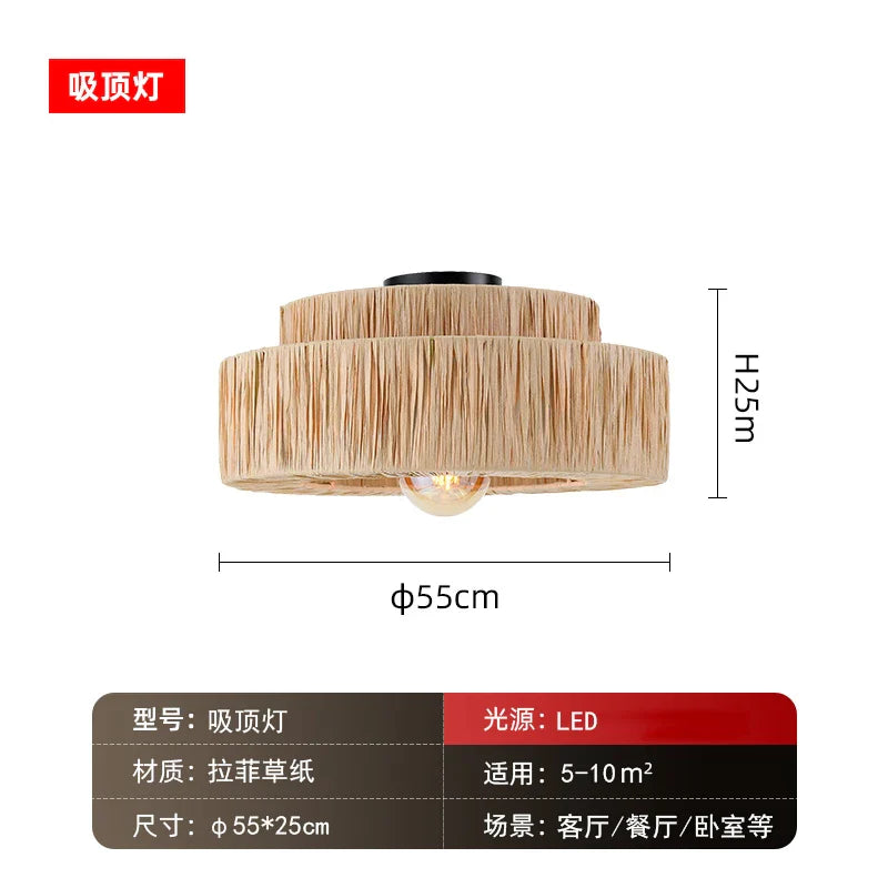 Afralia™ Wabi-sabi Rattan Weave Pendant Light for Home and Restaurant