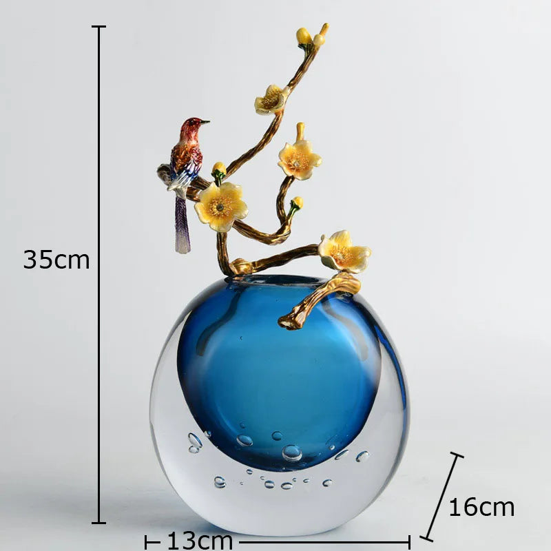 Afralia™ Ocean Heart Glass Vase - Transparent Blue Floral Room Decor