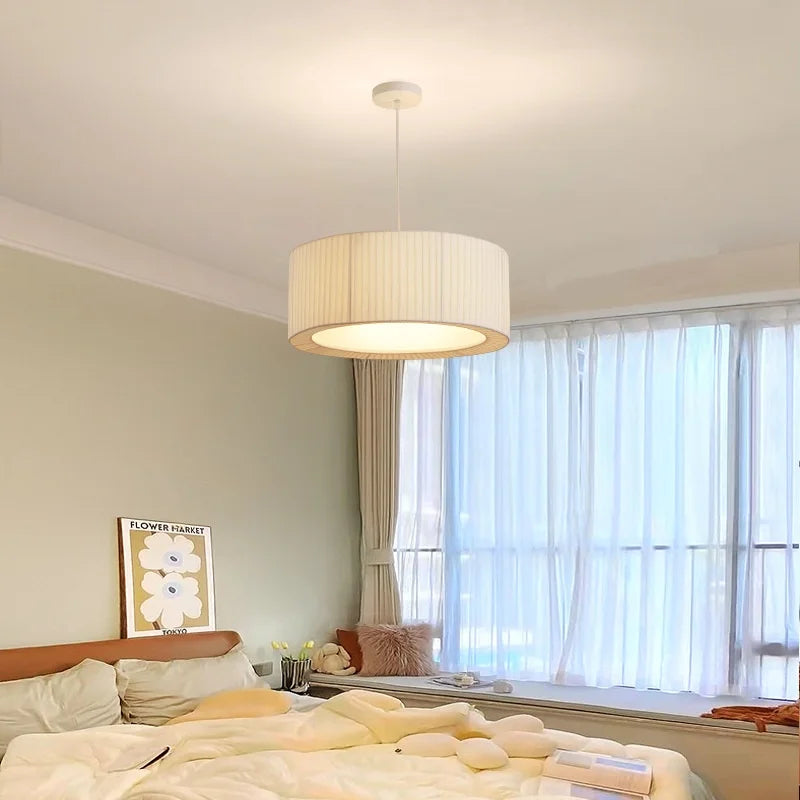 Afralia™ Nordic Fabric LED Chandelier Minimalism Pendant Light for Bedroom Dining Room