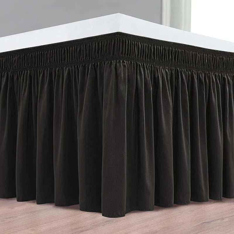 Afralia™ Solid Color Bed Skirt Brushed Stain Resistant Easy To Clean Bed Cover