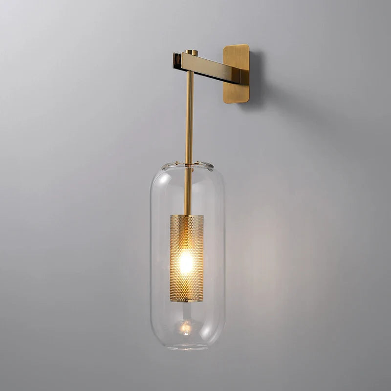 Afralia™ Gold Glass Wall Sconce Light Fixture for Home Hotel Bathroom Decor