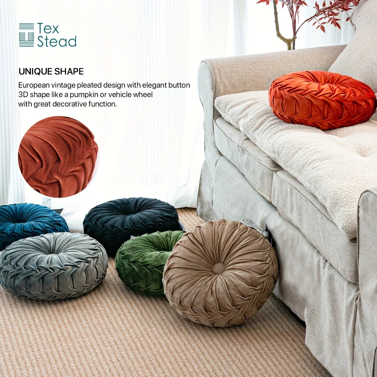 Afralia™ Velvet Pumpkin Round Cushion for Couch, Bed, Sofa, Chair - Decorative 3D Design