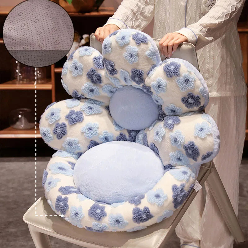 Afralia™ Faux Rabbit Velvet Flower Lamb Wool Cushion | Autumn Winter Warm Backrest