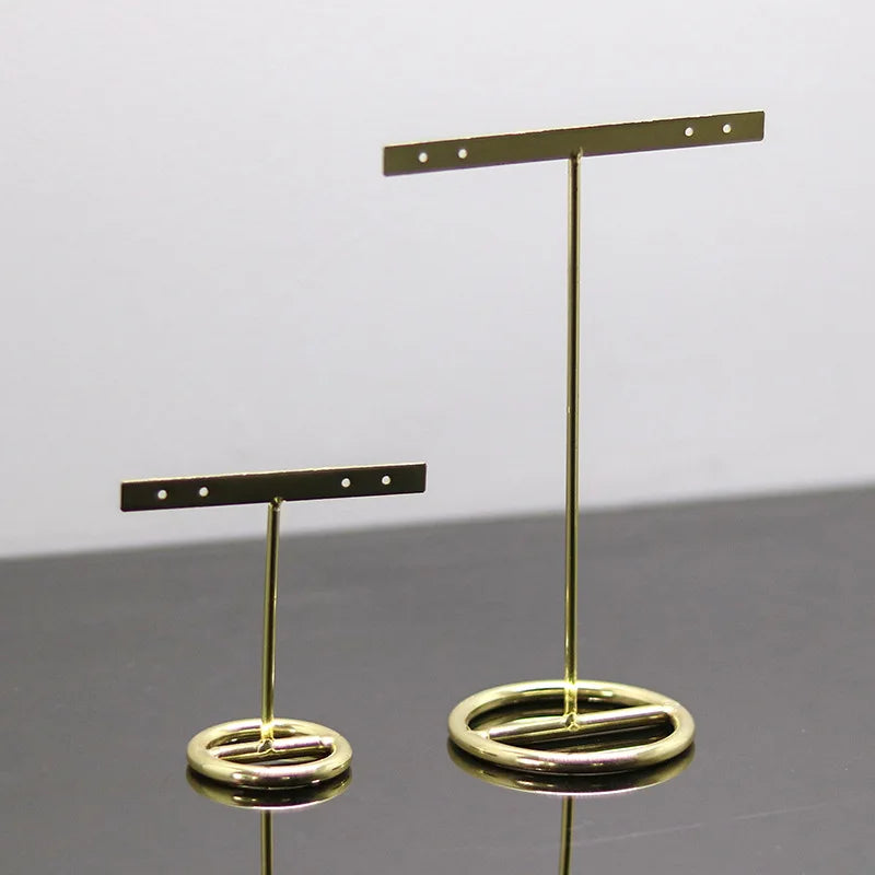 Afralia™ Golden Geometric Jewelry Display Rack - Desktop Storage & Home Decoration