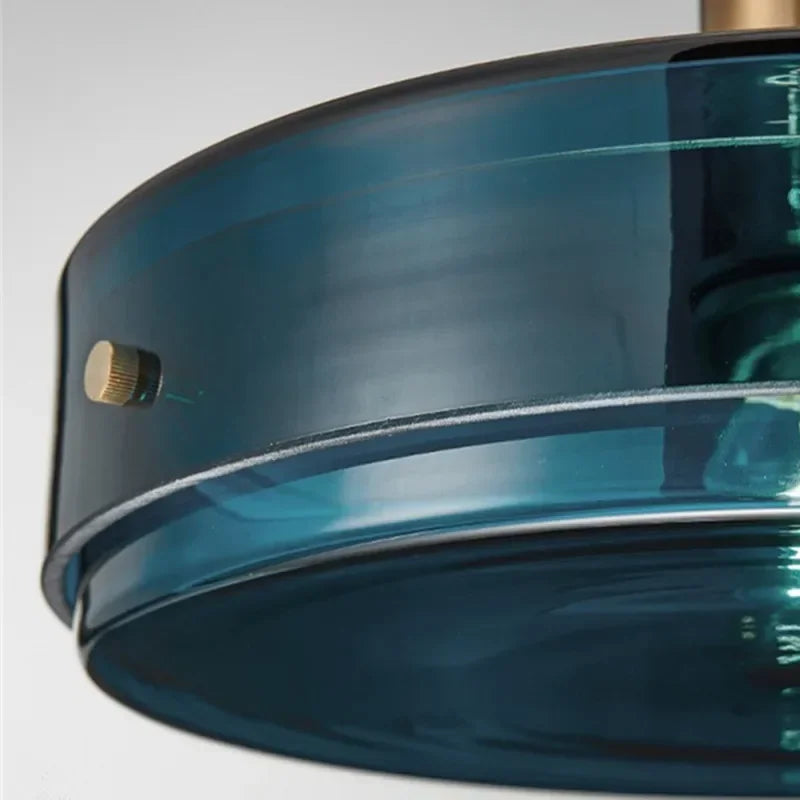 Scandinavian Blue Glass Circle Pendant Light by Afralia™ - Nordic Design for Home Interior