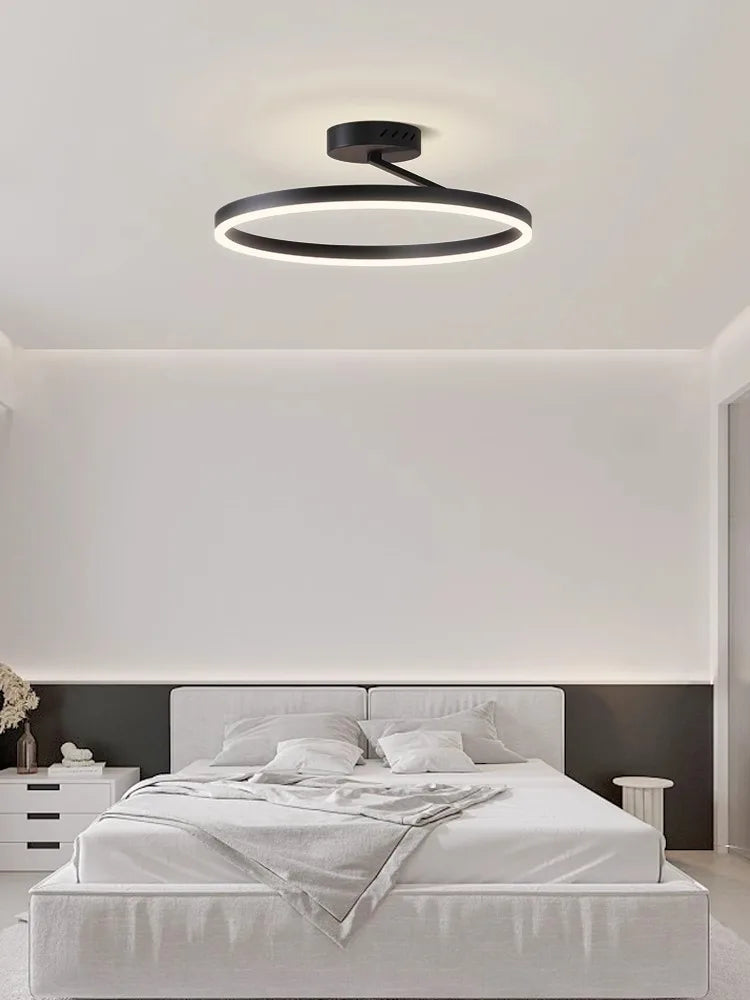 Afralia™ Nordic Minimalism LED Ceiling Chandelier in White/Black Aluminum