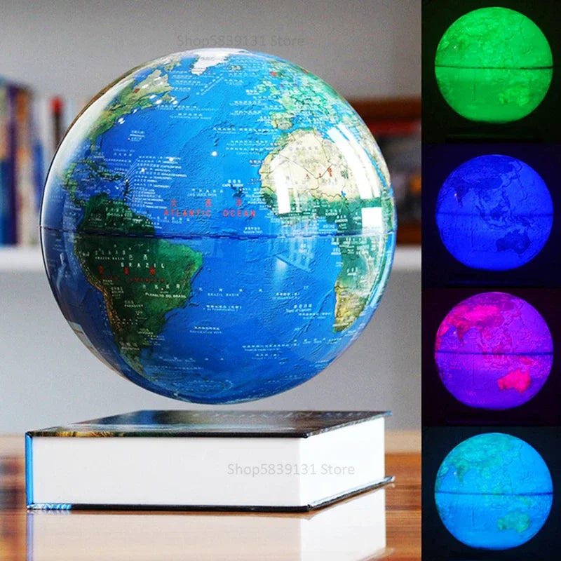 Afralia™ Magnetic Levitation Night Light Rotating Globe Table Lamp