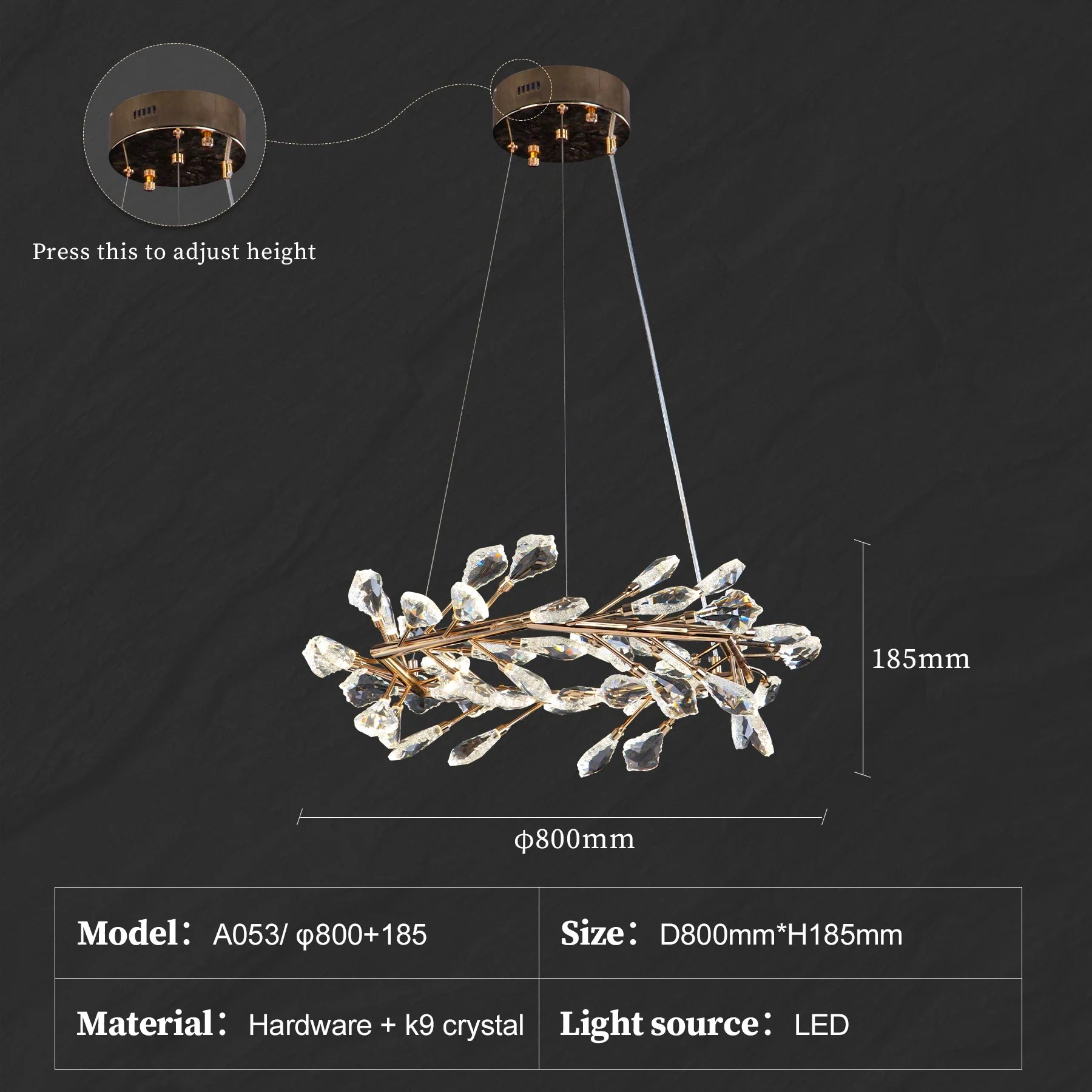 Afralia™ Modern Leaf Crystal Chandelier Ring - Luxury K9 Crystal Pendant Chandelier for Living Room