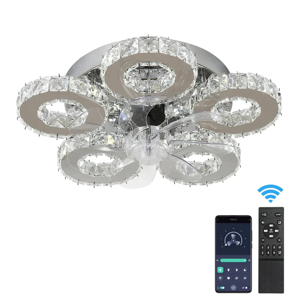 Afralia™ Crystal LED Ceiling Fan: Remote Control Chandelier for Bedroom & Living Room
