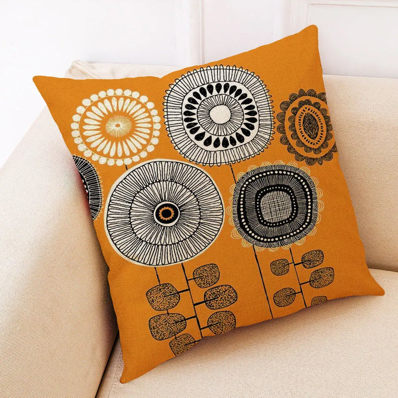 Afralia™ Abstract Tree Flower Pattern Pillow Cover for Home Decor