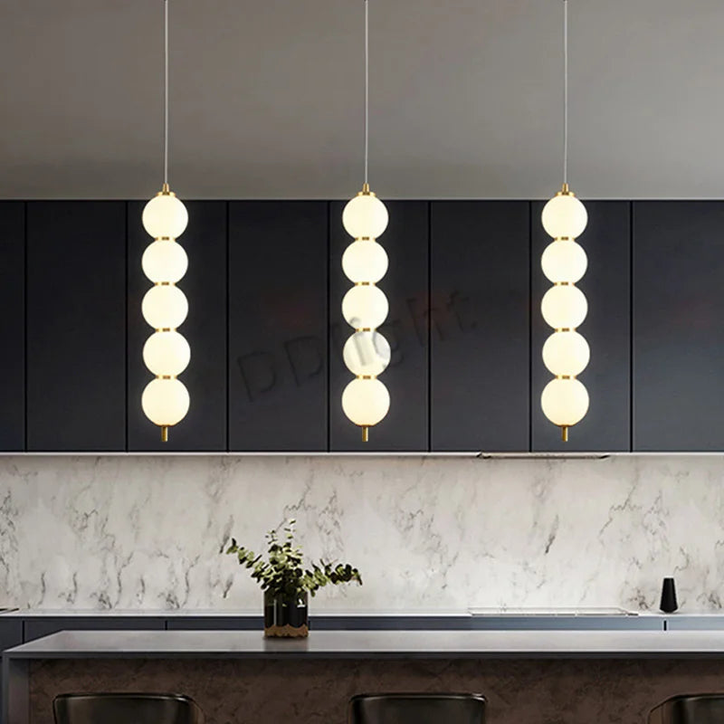 Afralia™ Modern LED Copper Ceiling Chandelier White Ball Pendant Light Fixtures