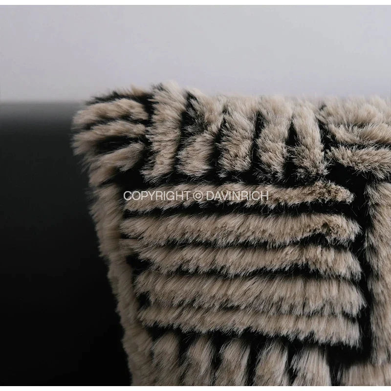 Afralia™ Luxury Italian Baroque Brown Stripe Tufted Pillowcase