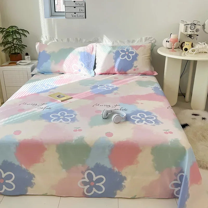 Afralia™ Tropical Plants Print Cotton Double Bed Sheet for Soft & Comfortable Sleep