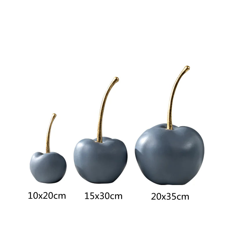 Afralia™ Blue Resin Apple Ornaments - Lucky Fruit Sculpture for Home Decoration