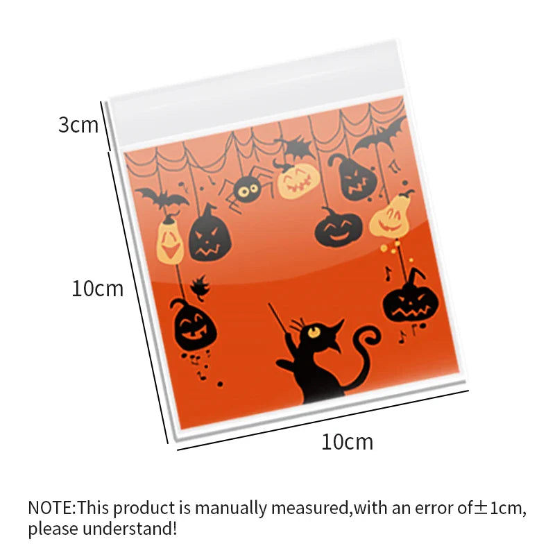 Afralia™ Halloween Biscuits Packaging Bags 100PCS - Kitchen Pastry Decoration Essentials