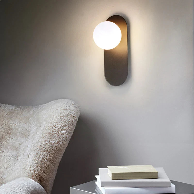 Afralia™ Frosted Glass Ball LED Wall Lamp for Bedroom and Corridor