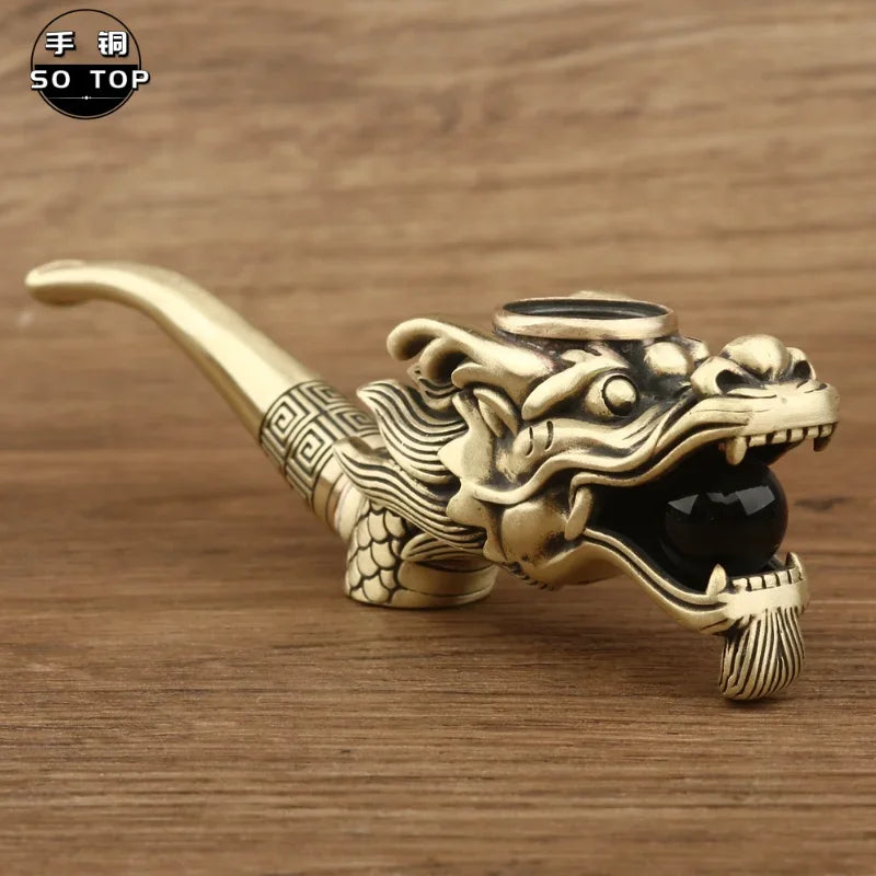 Afralia™ Chinese Dragon Copper Filter Pipe: Unique Handmade Men's Smoking Accessory Gift