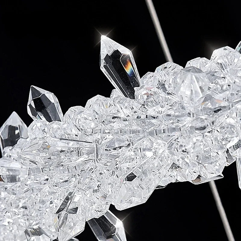 Afralia™ Crystal Flower LED Chandelier: Elegant Round Pendant Light for Dining & Living Room