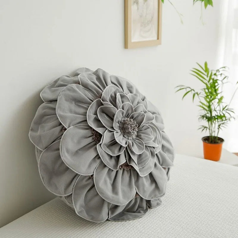 Afralia™ 3D Flowers Pillows - White Petal Cushions for Home Decor in 50x50cm Size