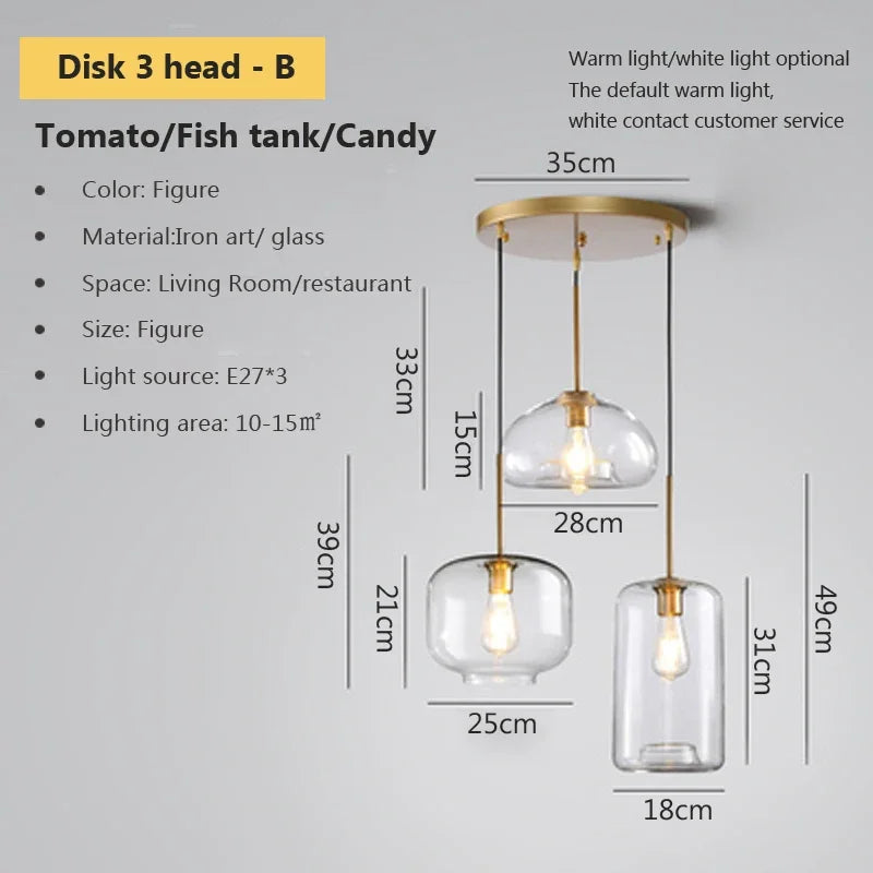 Afralia™ Industrial Loft Glass Pendant Light for Kitchen Restaurant Decor