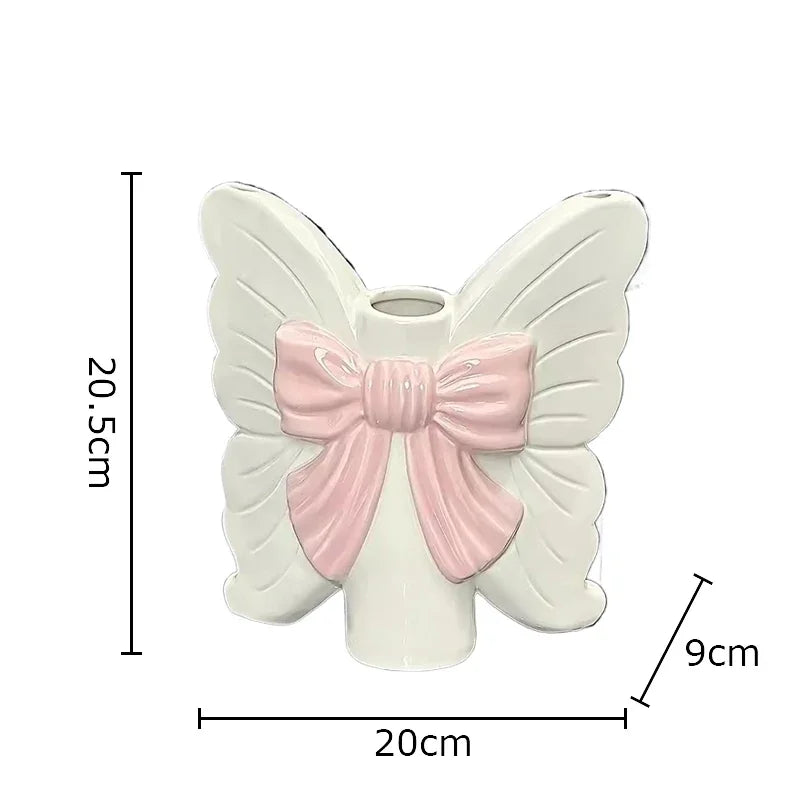 Afralia™ Butterfly Ceramic Vase Flower Pots Modern Aesthetic Room Decor