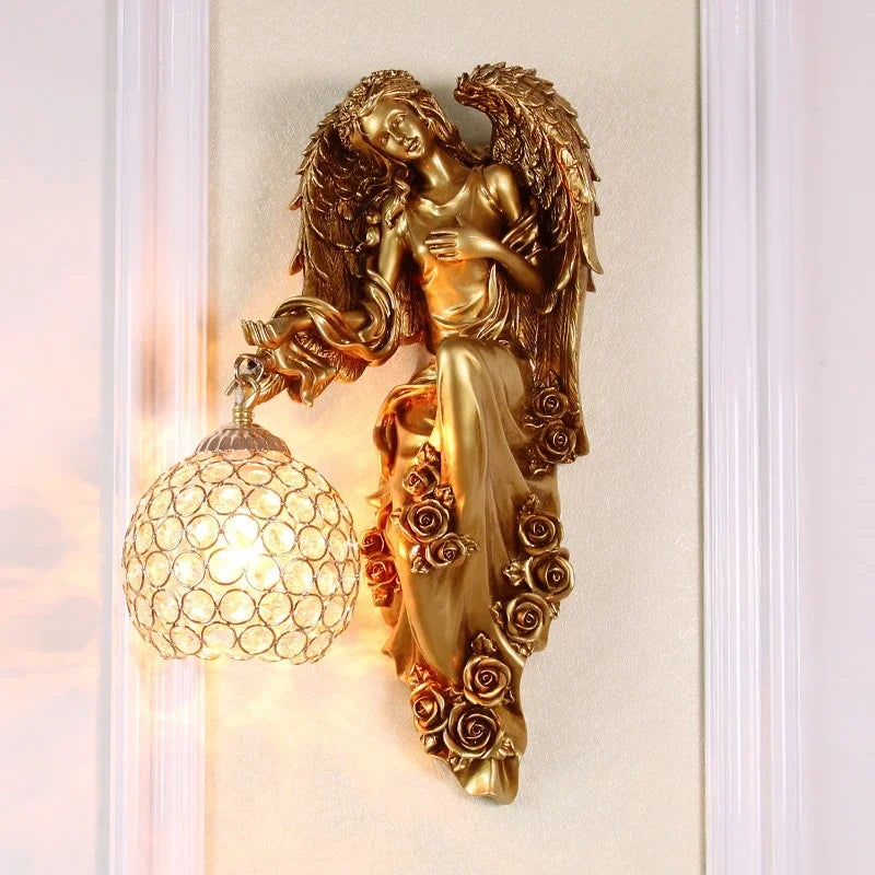 Afralia™ Resin Mermaid Wall Light: Nordic Modern Angel Wall Lamps for Living Room and Bedroom