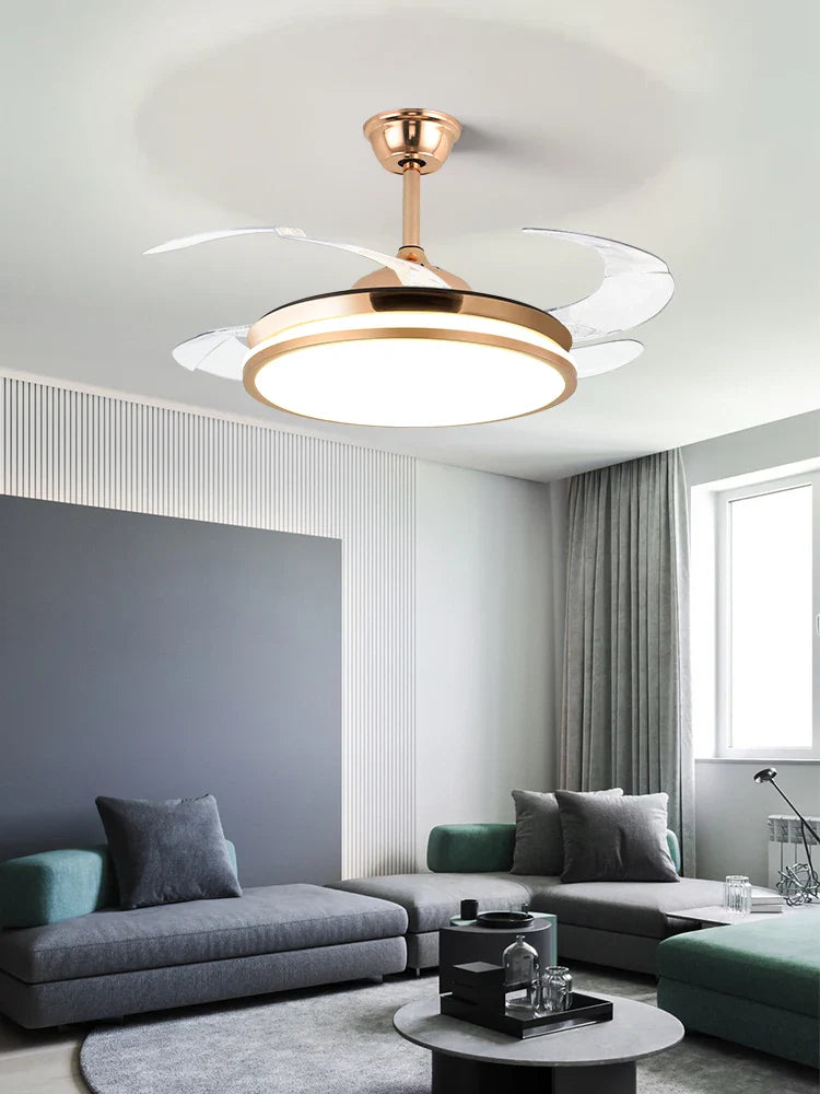 Afralia™ LED Invisible Fan Lamp Modern Ceiling Chandelier for Living Room Bedroom