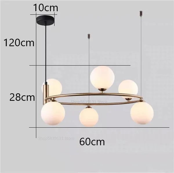 Afralia™ Glass Ball Pendant Light Chandelier, Height Adjustable Metal G9 Bulb Lamp