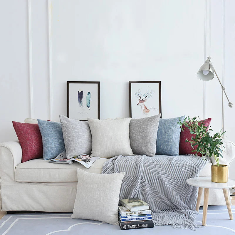 Afralia™ Linen Cotton Throw Pillowcase 100% Polyester Cushion Cover for Home Decor