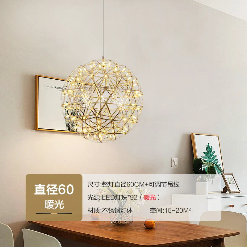 Afralia™ Spark Sphere Chandelier: Starry Sky Commercial Light for Restaurant, Mall, and Shop