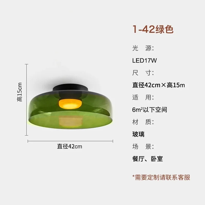 Afralia™ Glass LED Ceiling Light in Amber/Gray/Green - Modern Indoor Lighting for Various Spaces