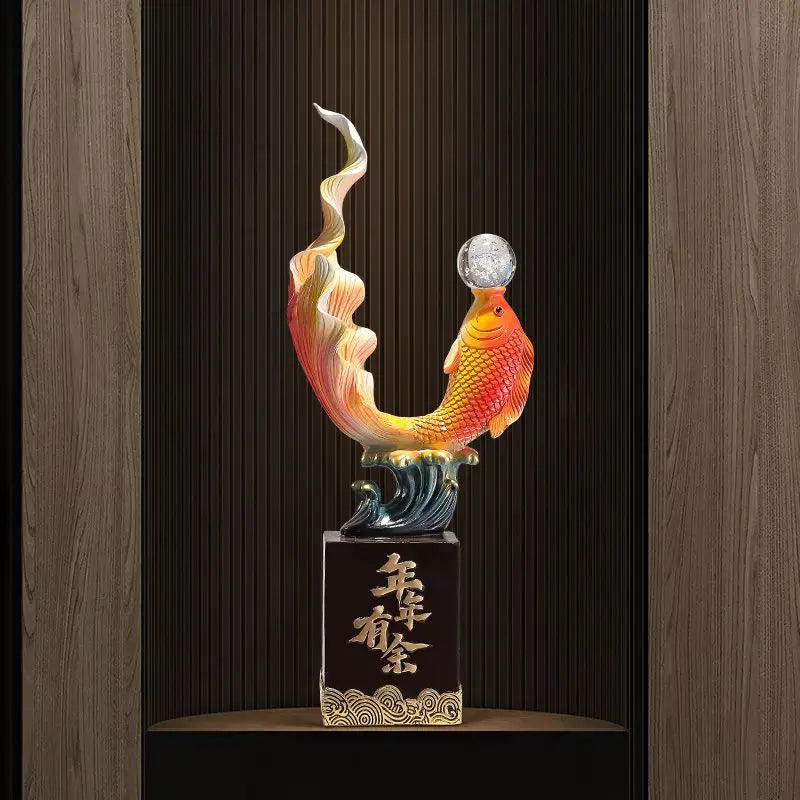 Afralia™ Feng Shui Carp Sculpture: Resin Decorative Statue for Collection and Business Opening
