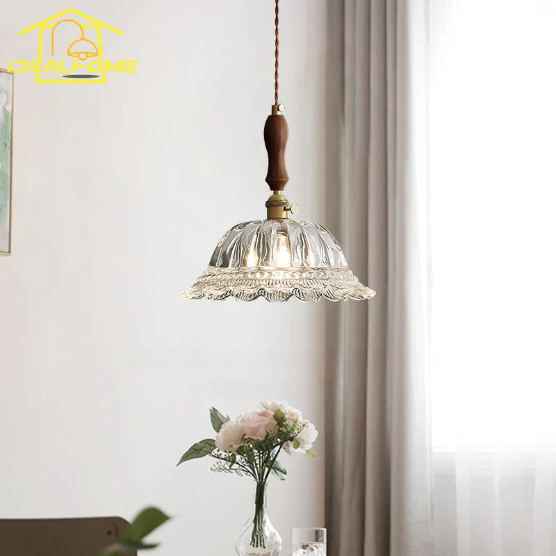 Afralia™ French Ins Walnut Brass Glass Pendant Lights LED E27 for Kitchen Island Restaurant