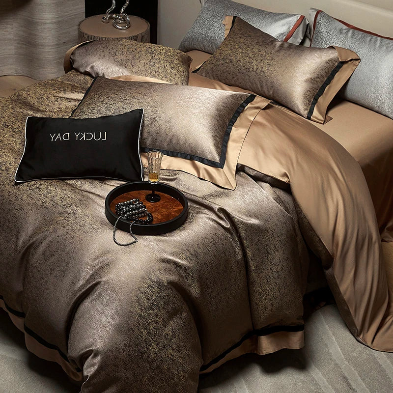 Afralia™ Luxury Yarn-dyed Jacquard Bedding Set: Duvet, Sheet, Pillowcases