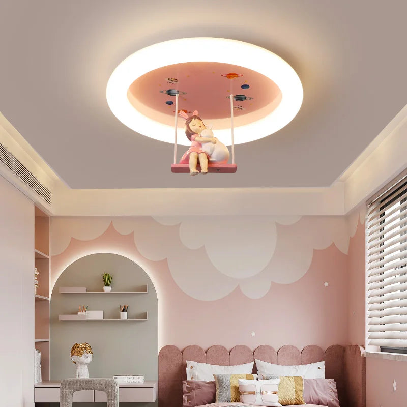 Afralia™ Princess LED Ceiling Light for Girl's Room, Modern Cartoon Design