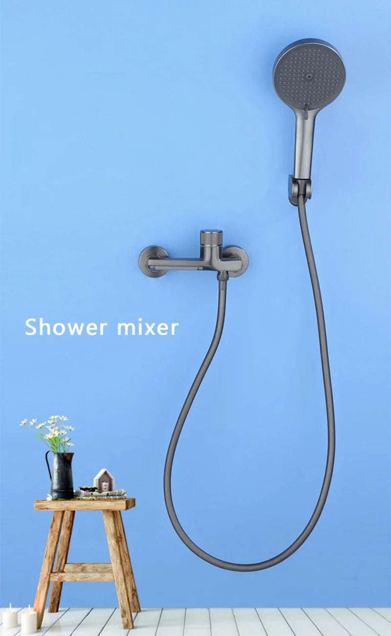 Afralia™ Waterfall Shower System with Adjustable Brass Holder, Hot Cold Mixer Taps