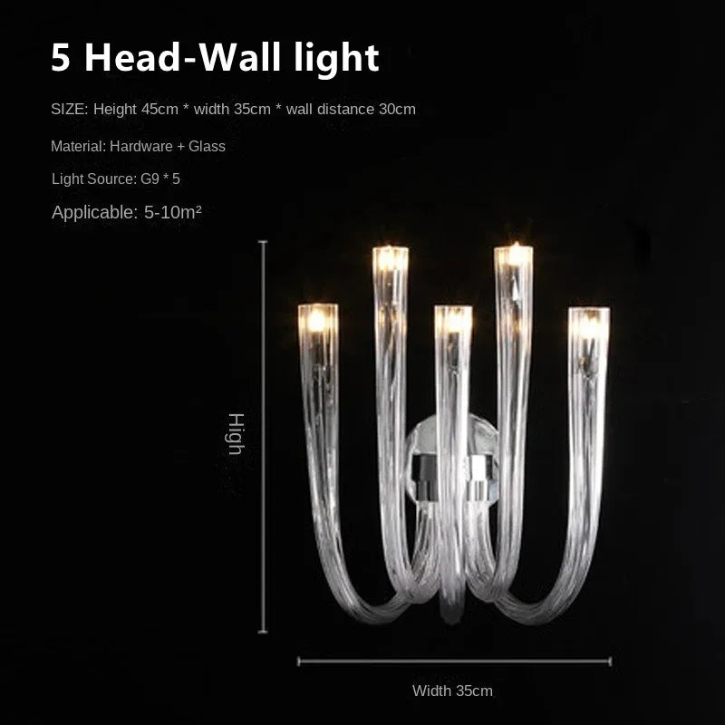 Afralia™ Glass U-shaped Chandelier with G9 Bulb - Modern Luxury Art Pendant Lighting