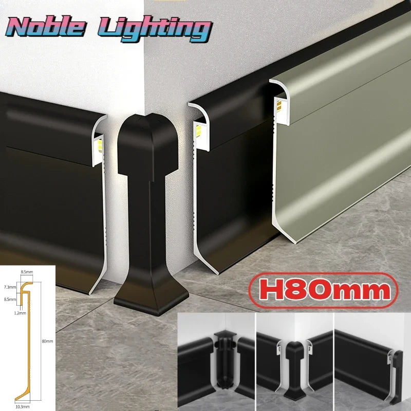 Afralia™ LED Skirting Line Aluminum Profiles Baseboard Corner Wall Decor - Stair Bar Strip Light